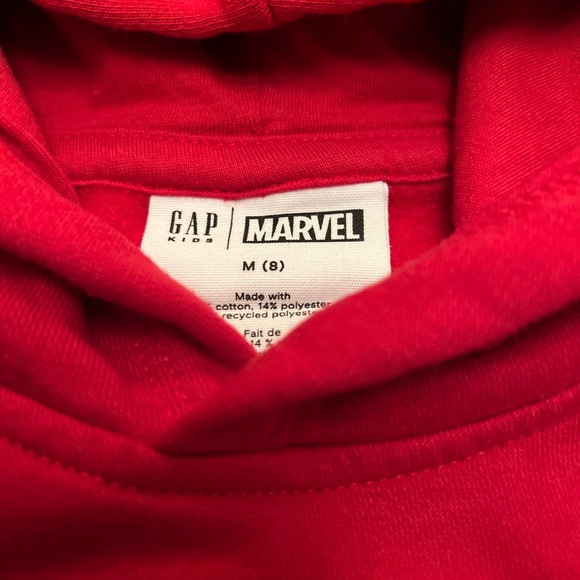 GAP Kids. Size M. "Spiderman" red hooded sweatshirt. Washed/never worn - Picture 3 of 6